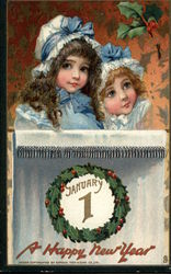 Two Girls in Bonnets Postcard