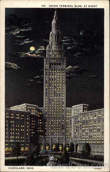 Union Terminal Building at night Cleveland Ohio