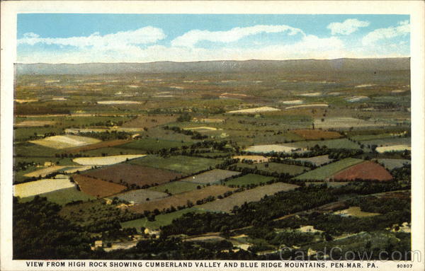 View from High Rock showing Cumberland Valley and Blue Ridge Mountains Pen Mar Pennsylvania