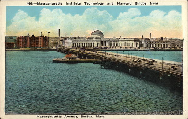 Massachusetts Institute of Technology and Harvard Bridge from Massachusetts Avenu Boston