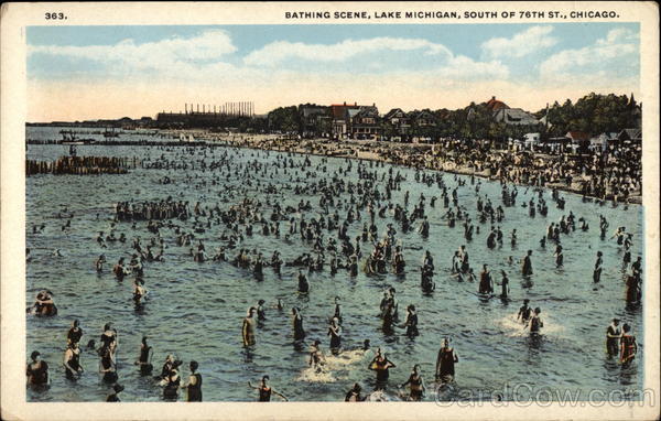 Bathing Scene, Lake Michigan, South of 76th St Chicago Illinois