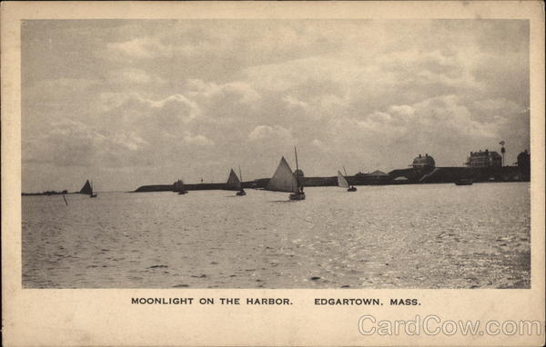 Moonlight on the harbor Edgartown Massachusetts