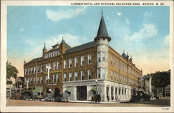 Camden Hotel and National Exchange Bank Postcard