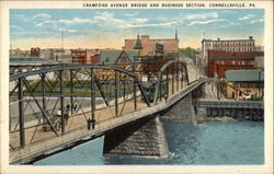 Crawford Avenue Bridge and Business Section Postcard