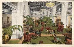 Main Lobby, Royal York Hotel Toronto, ON Canada Ontario Postcard Postcard