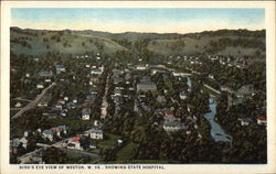 Bird's Eye View of Weston Showing State Hospital Postcard