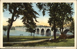 Cumberland Valley RR Bridge Across Susquehanna River Harrisburg, PA Postcard Postcard