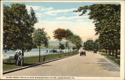 River Front Drive along Susquehanna River Postcard