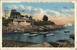 Fort Sewall Cafe and Fort Sewall from the Boulevard Postcard
