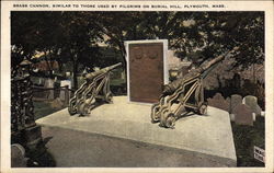 Brass Cannon, Similar to those used by Pilgrims, Burial Hill Postcard