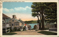 Looking Down Main Street in Lubec Postcard