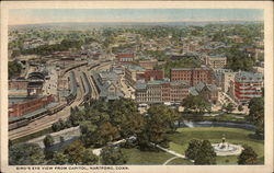 Bird's Eye View from Capitol Hartford, CT Postcard Postcard