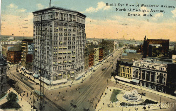 Bird's Eye View of Woodward Avenue, North of Michigan Avenue Detroit
