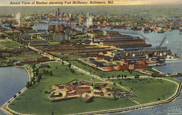 Aerial View of Harbor showing Fort McHenry Baltimore Maryland
