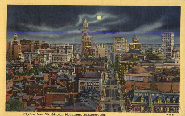 Skyline from Washington Monument Baltimore Maryland