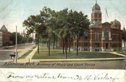 Academy of Music and Court House Kalamazoo, MI Postcard Postcard