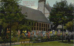 Hollyhock Hedge , Hoyt Library Saginaw, MI Postcard Postcard