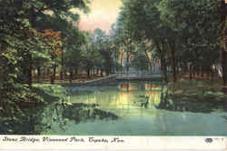 Stone Bridge, Vinewood Park Topeka, KS Postcard Postcard