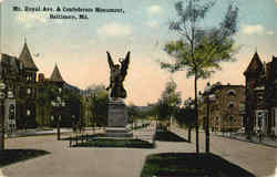 Mt. Royal Ave. & Confederate Monument Postcard