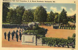 US Naval Academy Midshipman Roll Call Formation Postcard