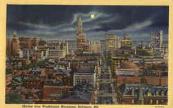Skyline from Washington Monument Postcard