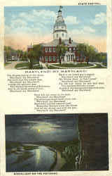 State Capitol Moonlight on Patomac Annapolis, MD Postcard Postcard