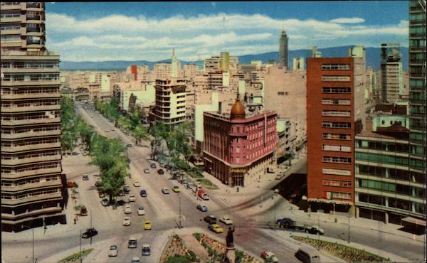 Aerial View of the Reforma Boulevard Mexico