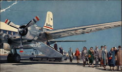 Passengers Disembark from a United Air Lines DC-6 Postcard