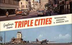 Greetings From Triple Cities Binghamton, Endicott, & Johnson City Postcard