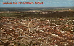 Aerial View of the City Hutchinson, KS Postcard Postcard