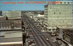 City Center - Main Street Looking Norh Hutchinson, KS Postcard Postcard
