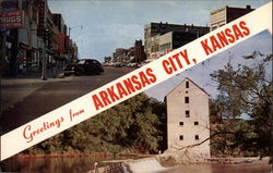 Picturesque River, Dam, and Mill Stream Arkansas City, KS Postcard Postcard