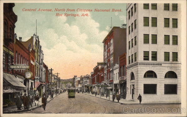 Central Avenue, North from Citizens National Bank Hot Springs Arkansas