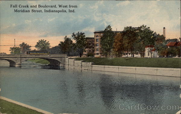 Fall Creek and Boulevard, West From Meridian Street Indianapolis