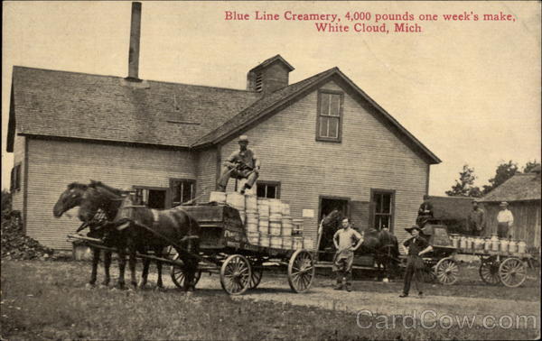Blue Line Creamery, 4,000 pounds one week's make White Cloud Michigan