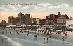 Hotel Traymore and Beach Atlantic City, NJ Postcard Postcard
