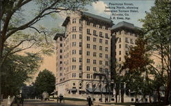 Peachtree Street, Looking North at Georgian Terrace Hotel Postcard