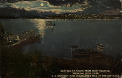 Seattle at night, from West Seattle Postcard