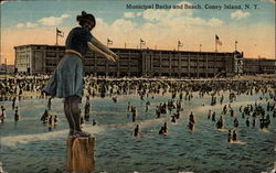 Municipal Baths and Beach Postcard