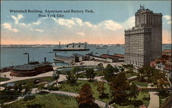 Whitehall Building, Aquarium and Battery Park Postcard
