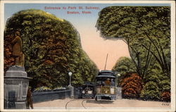 Entrance to Park St. Subway Postcard