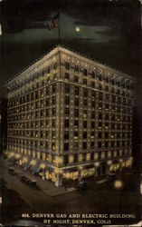 Denver Gas and Electric Building by Night Postcard