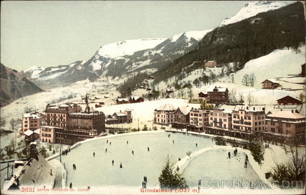 View of Town and Ice Rink Grindelwald Switzerland