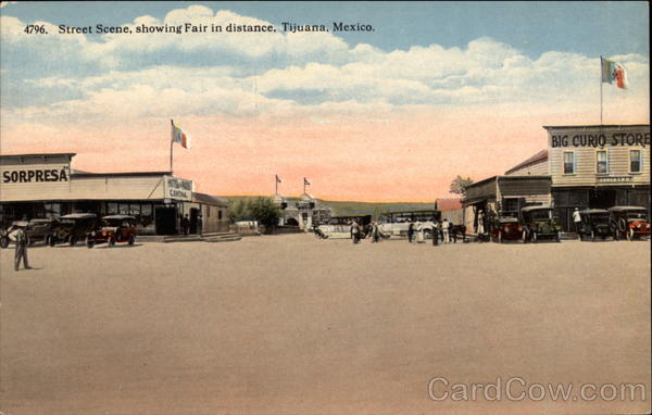 Street Scene showing Fair in the distance Tijuana Mexico