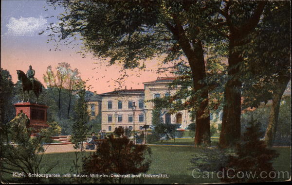 Schlossgarten mit Kaiser Wilhelm-Denkmal und Universitat Kiel Germany