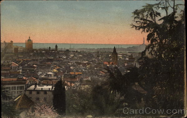 Panoramic View of City Genoa Italy