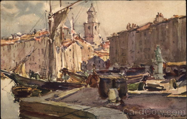 Painting of the Port of St. Tropez France