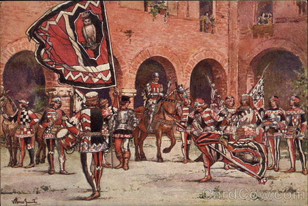 Vittorio Giunti Painting Depicting Italian Entertainers