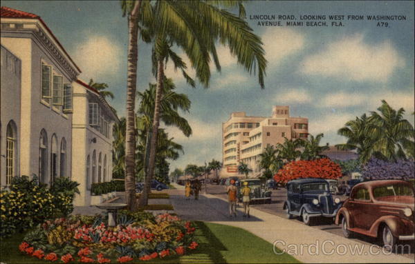 Lincoln Road, looking West from Washington Avenue Miami Beach Florida