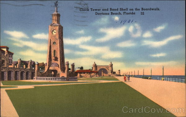 Clock Tower and Band Shell on the Boardwalk Daytona Beach Florida